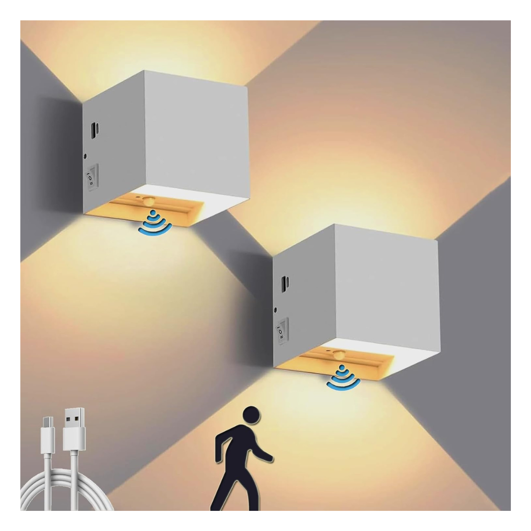 2 Pack LED Rechargeable Motion Sensor Wall Lights