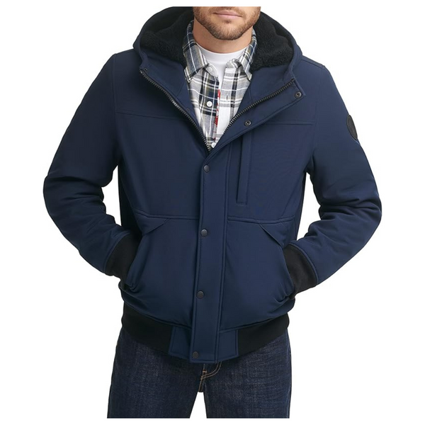 Levi's Men's Soft Shell Sherpa Lined Hooded Bomber Jacket