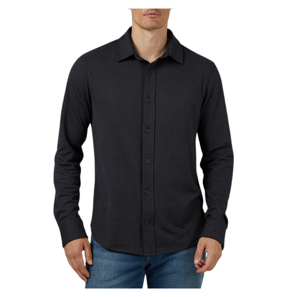 32 Degrees Men's Soft Stretch Knit Long Sleeve Button-up Shirts