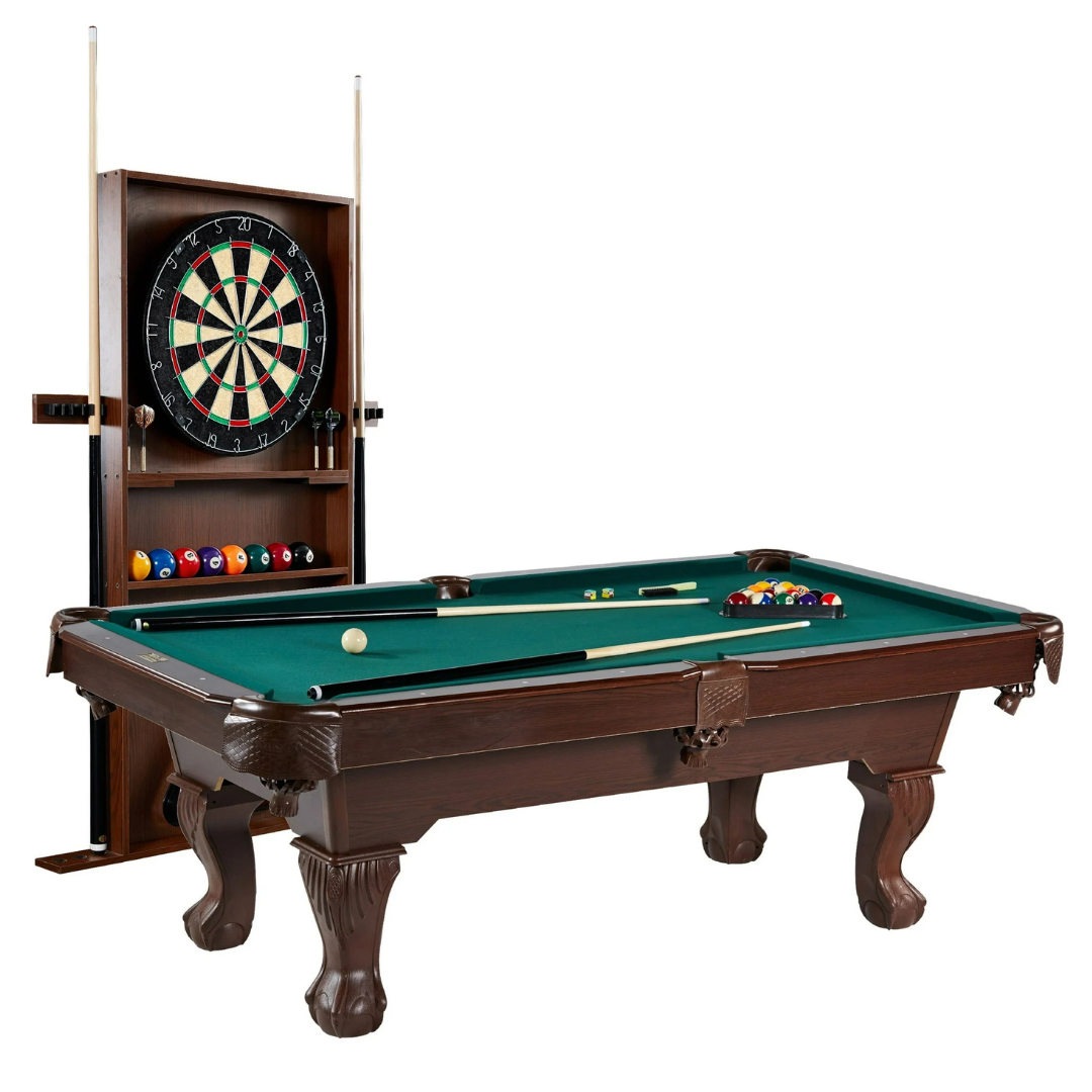 Barrington 90" Ball & Claw Leg Billiard Pool Table W/ Rack & Dartboard (3 Colors)