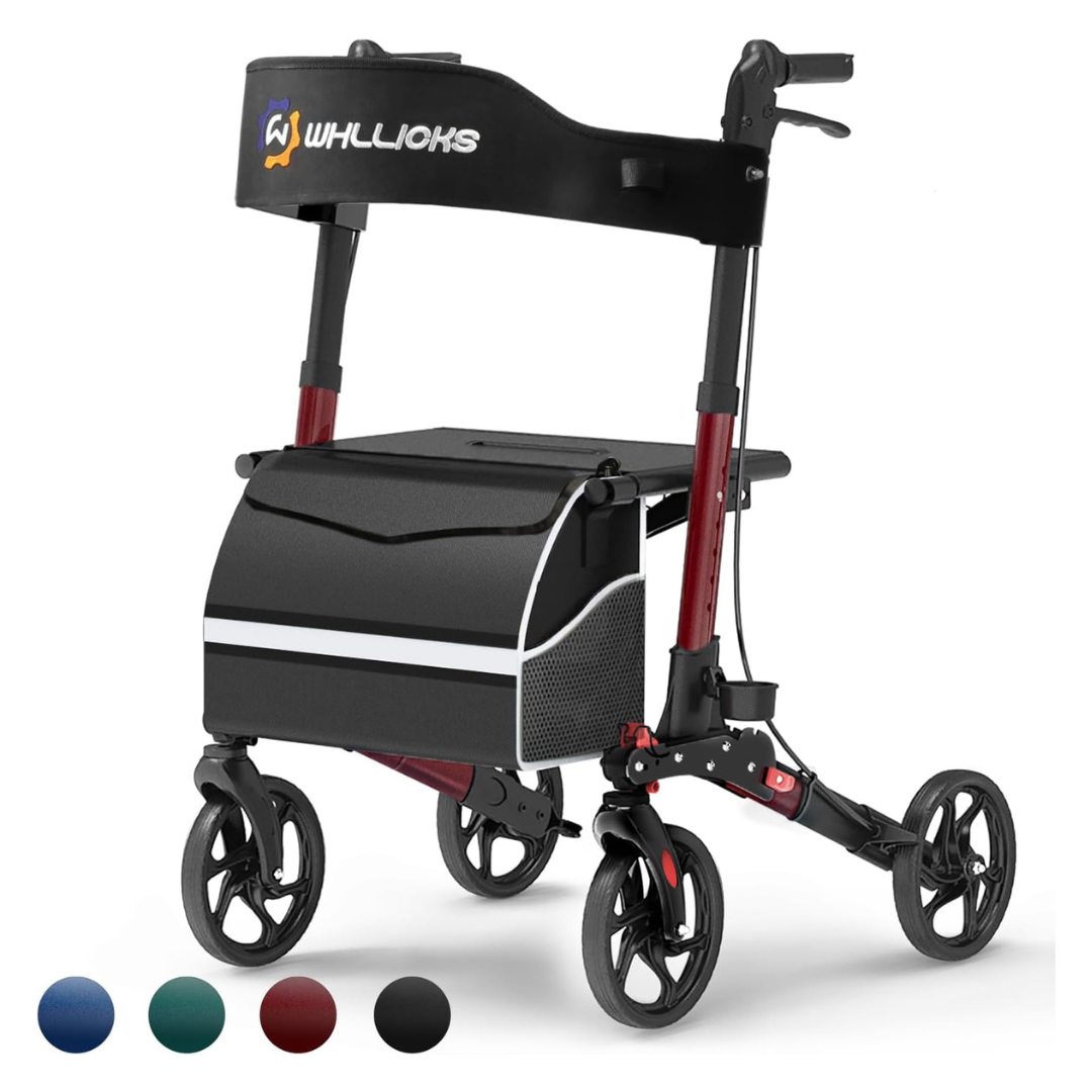 Lightweight Aluminum Foldable Rolling Walker With Seat