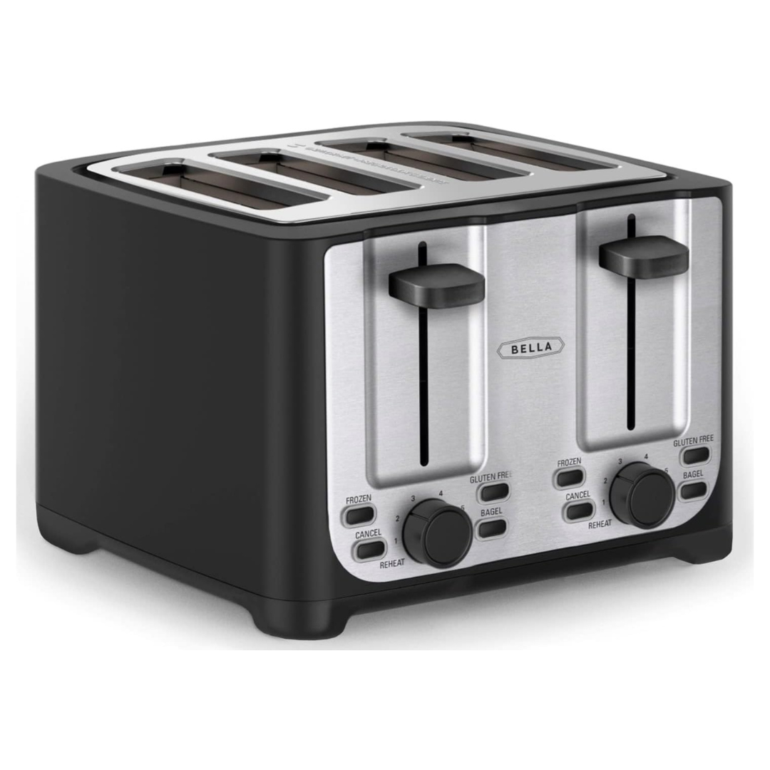 BELLA 4 Slice Toaster With Auto Shut Off – Extra Wide Slots & Removable Crumb Tray