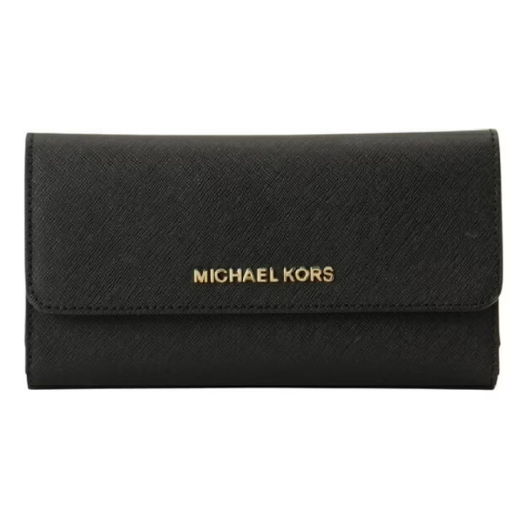 Michael Kors Womens Jet Set Travel Large Trifold Leather Wallet