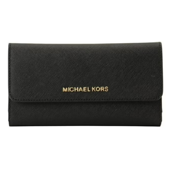 Michael Kors Womens Jet Set Travel Large Trifold Leather Wallet