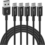 5-Pack Amazon Basics 6 Feet USB-C to USB-A 2.0 Fast Charger Cable