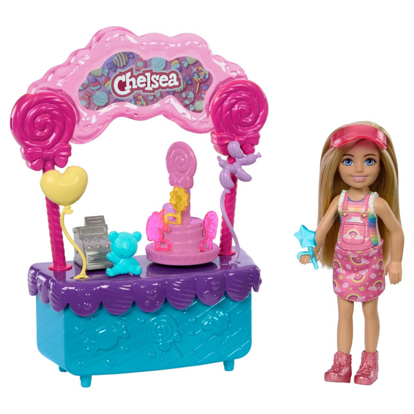 Barbie Chelsea Doll & Lollipop Stand 10-Piece Playset With Accessories