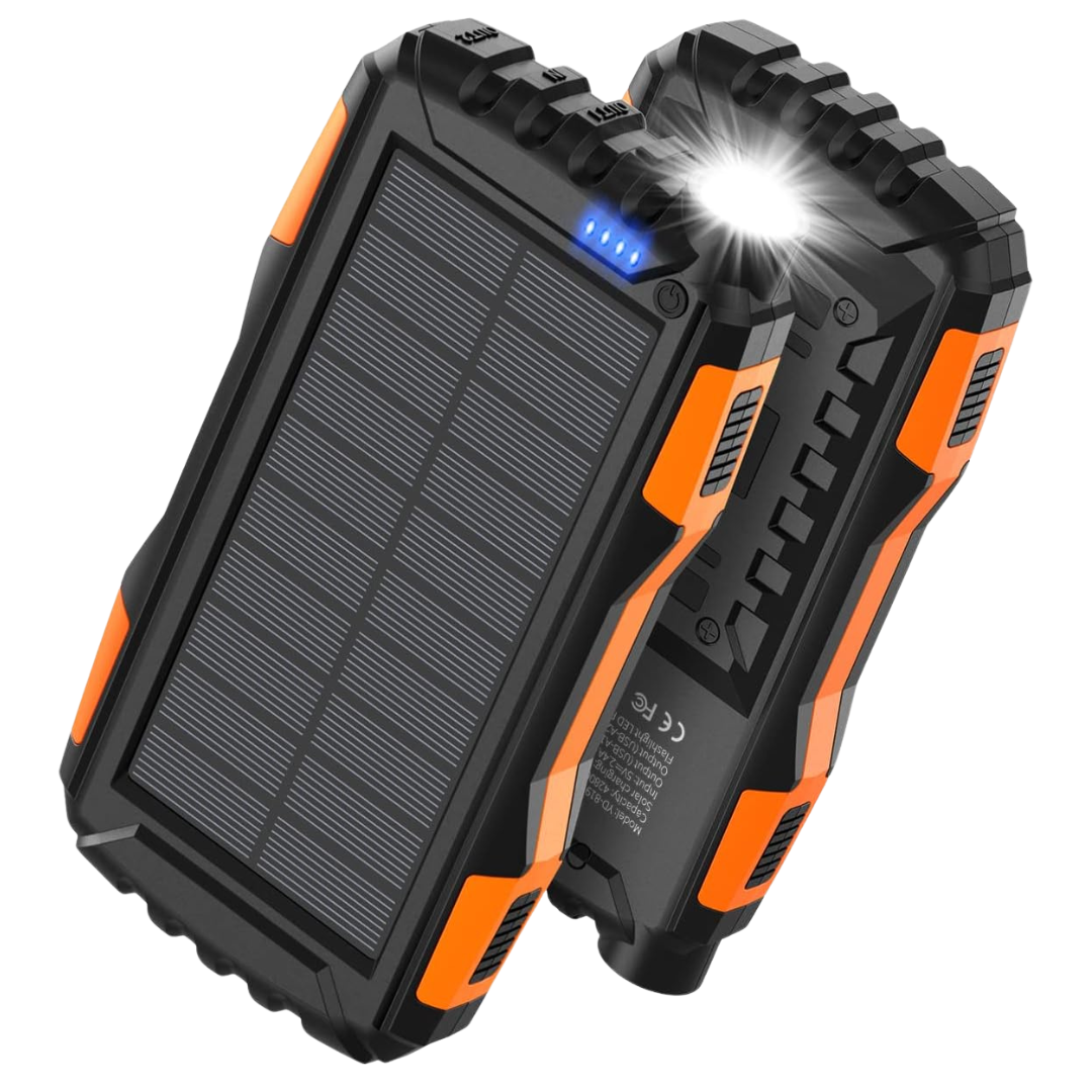 42800mAh Solar Powered Portable Power Bank (Light Orange)