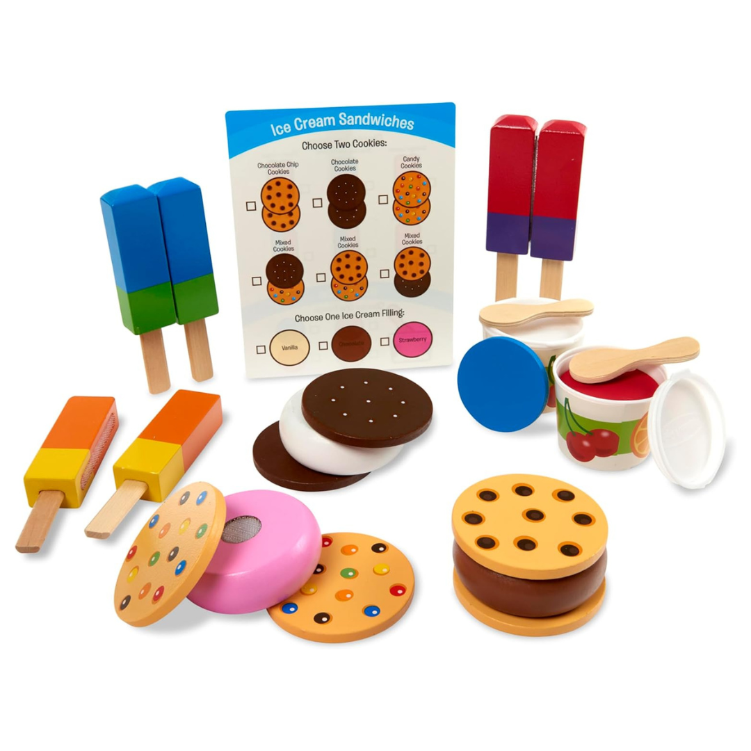 Melissa & Doug Wooden Frozen Treats Ice Cream Play Set (24 Pieces)