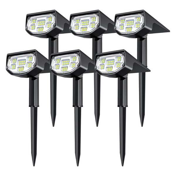 6 Pack 30 LED IP68 Waterproof Solar Spotlights