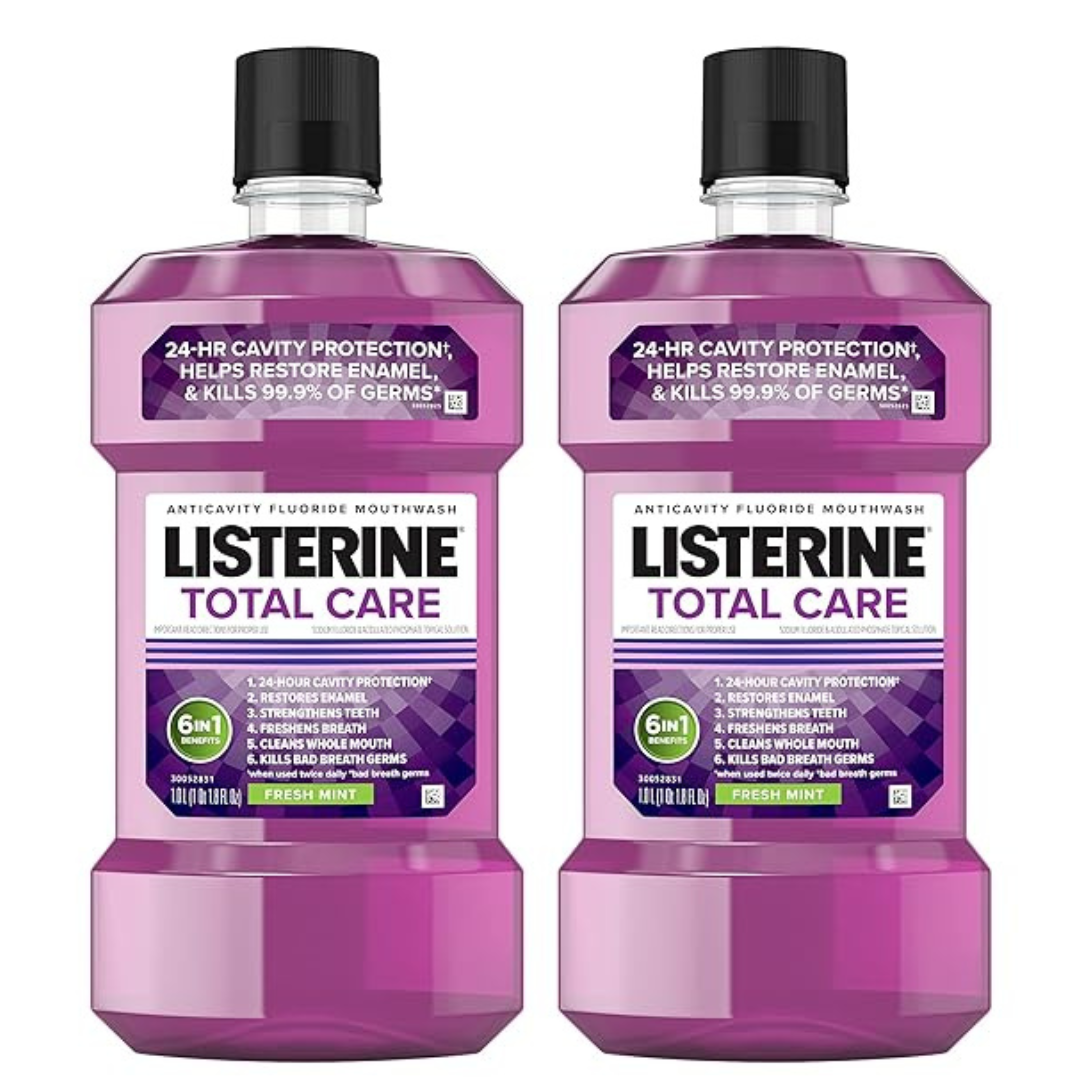 2-Pack Listerine Total Care Anticavity Fluoride Mouthwash 1-Liter Bottle