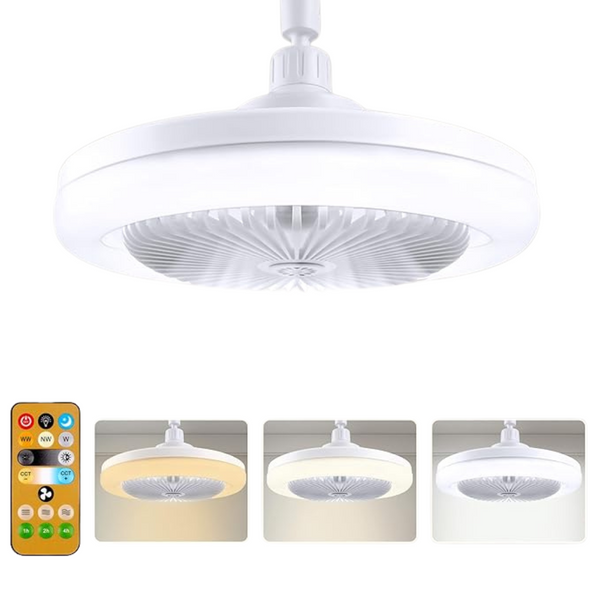 3-Speeds 10" Socket Ceiling Fan With LED Light & Remote