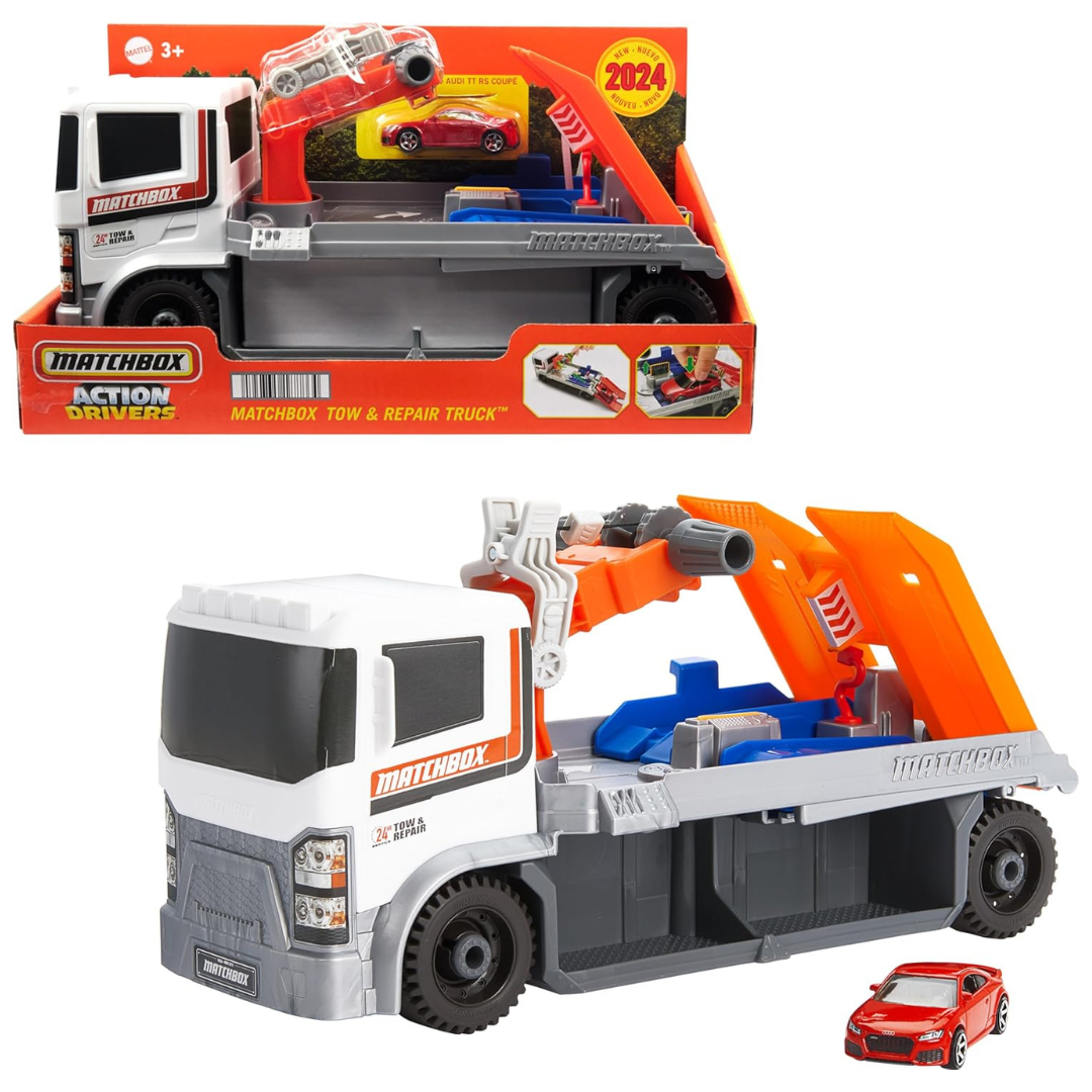 Matchbox Toy Car & Playset, Action Drivers Tow & Repair Truck, Working Crane & Diagnostic Machine