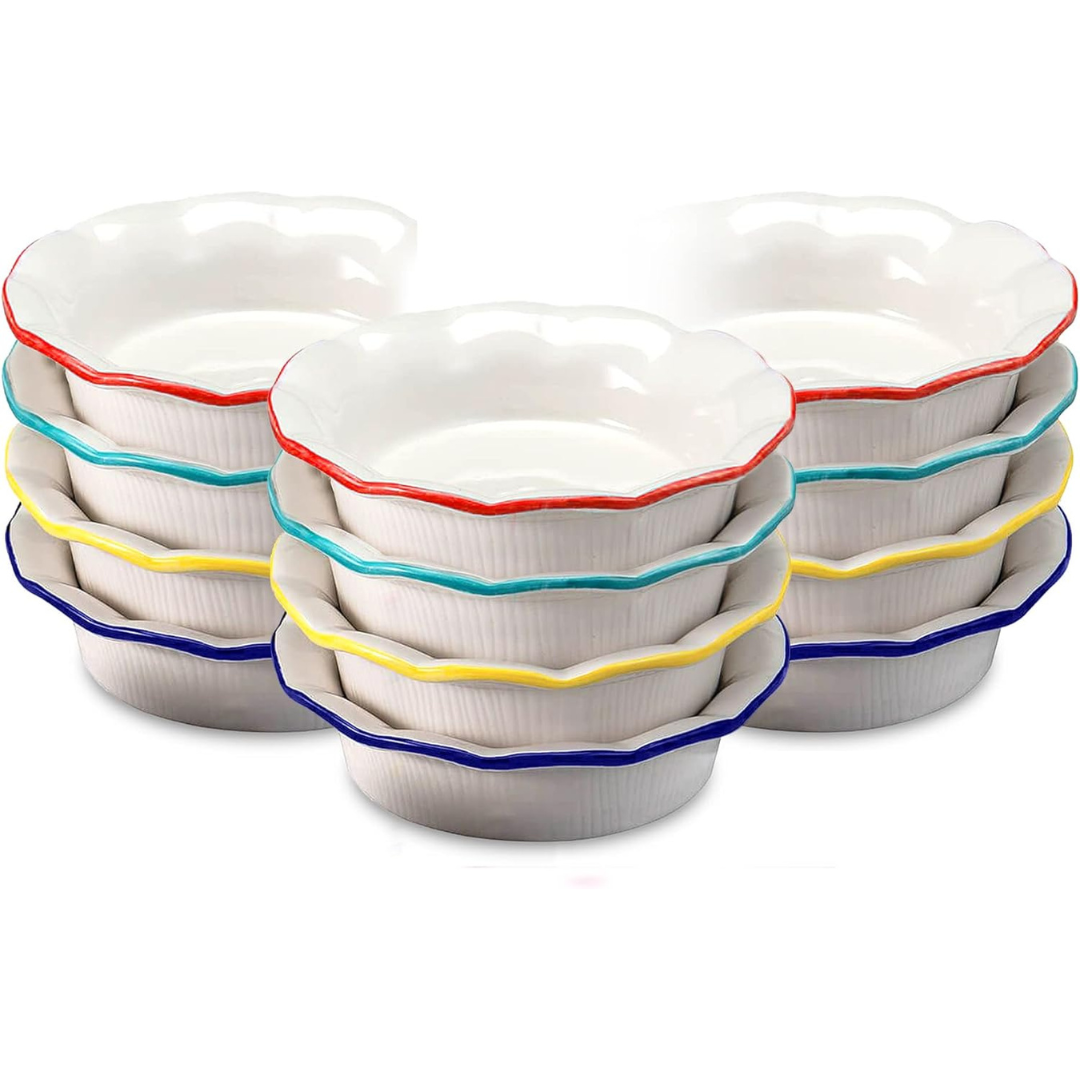 Set of 12 Aunt Shannon's Kitchen Ceramic Mini Pie Pans Set