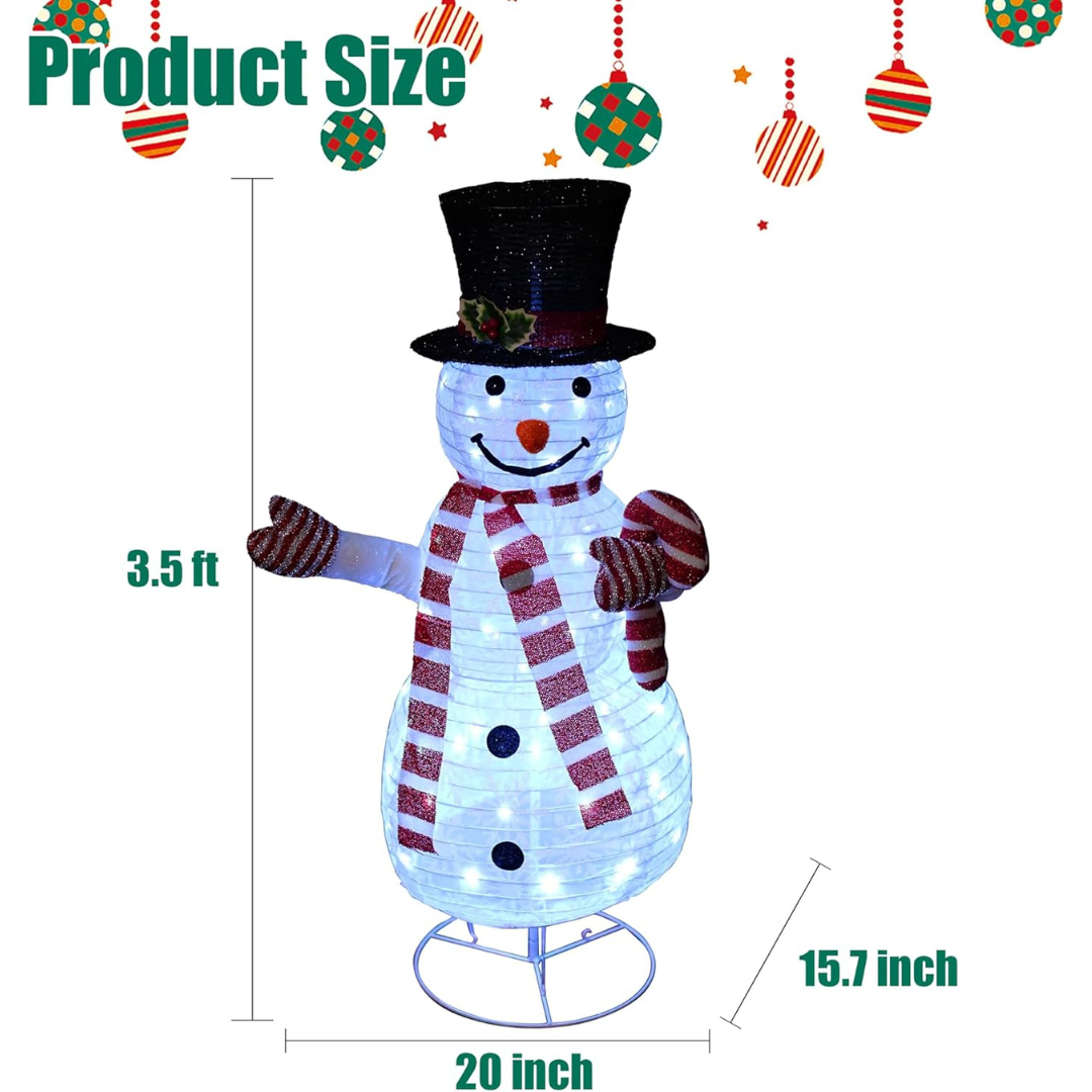 Dazzle Bright Christmas 3.5ft Pre-Lit 70 LED Pop-Up Snowman Decorations