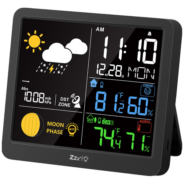 MeesMeek 6.69" LCD Wireless Sensor Weather Station with Alarm Function