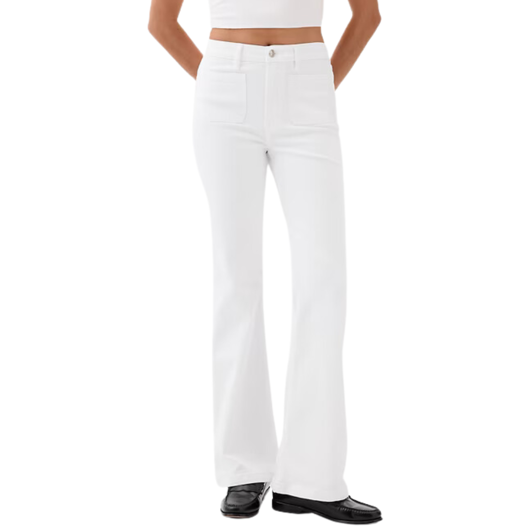 Gap Women's High Rise 70s Flare Jeans (Optic White)