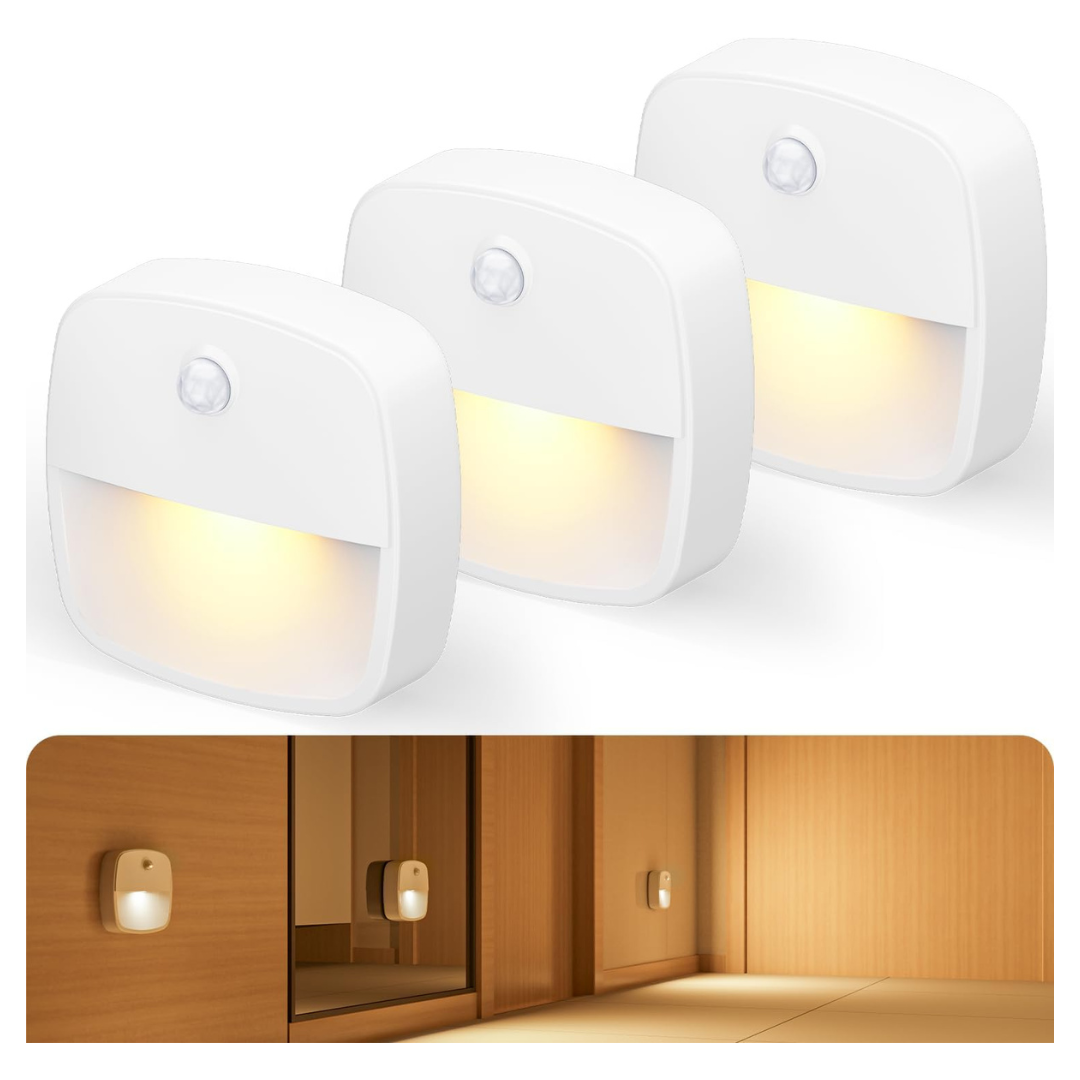 3-Pack Moartcilux Motion Sensor LED Stair Battery Under Cabinet Light