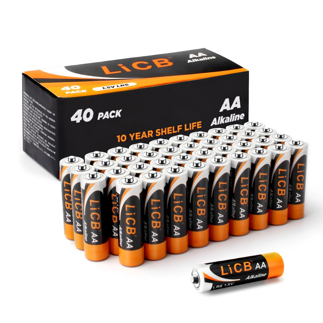 40-Pack LiCB 1.5 Volts Alkaline AA Batteries