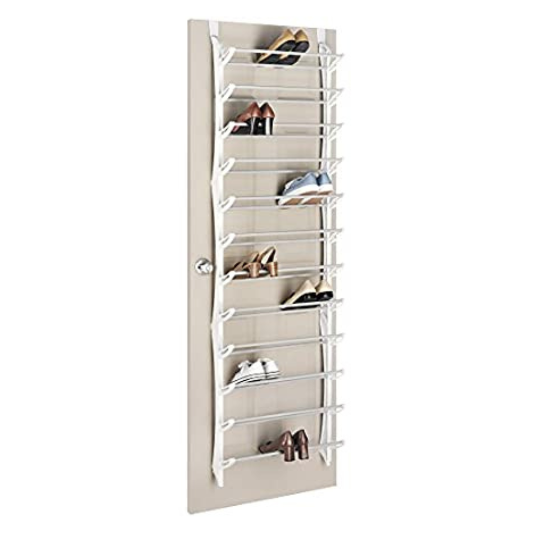 Whitmor 12-Tier Over The Door Shoe Rack With Fold-up Non-slip Bars