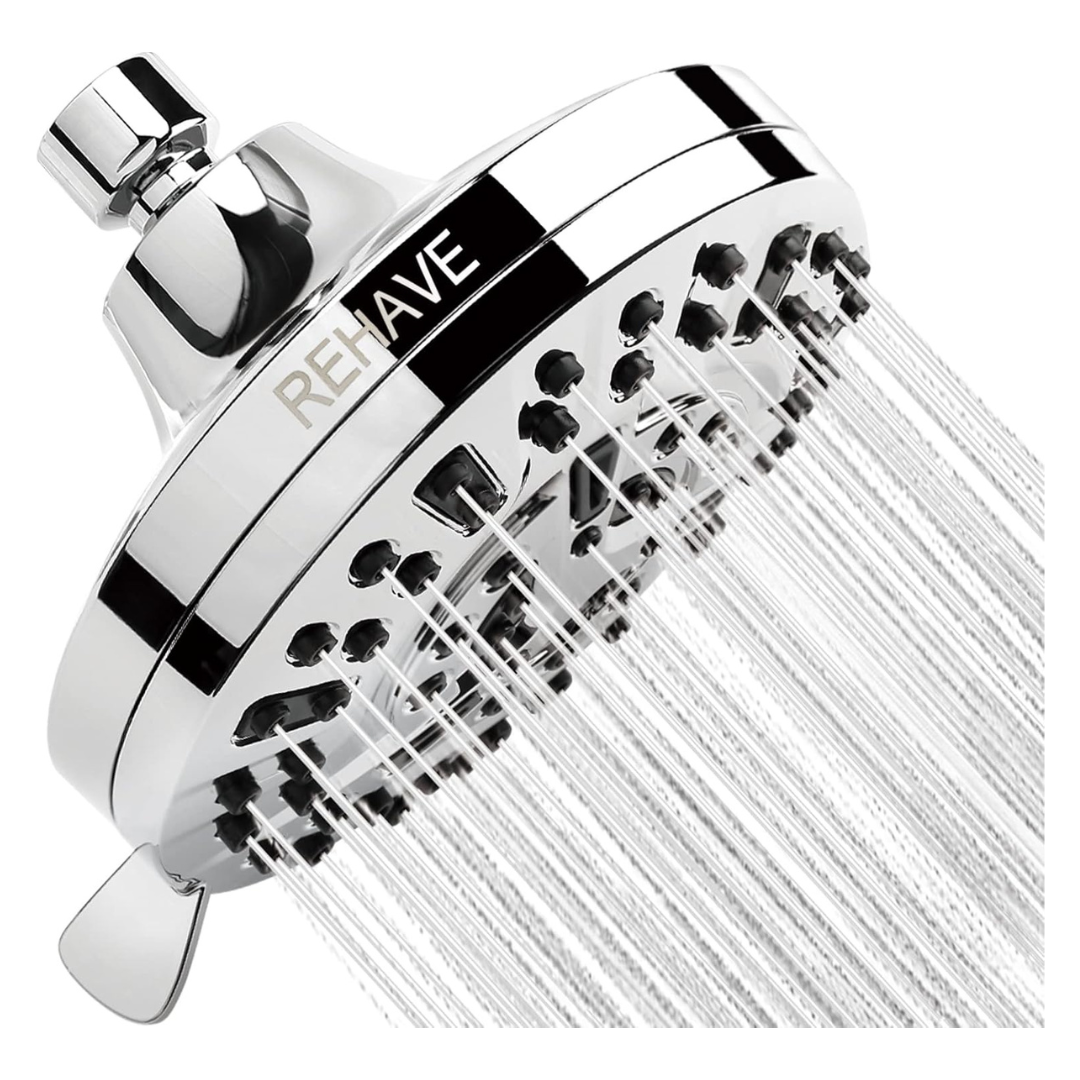 5.1" Rainfall Shower Head With 63 Jets And 8 Spray Modes