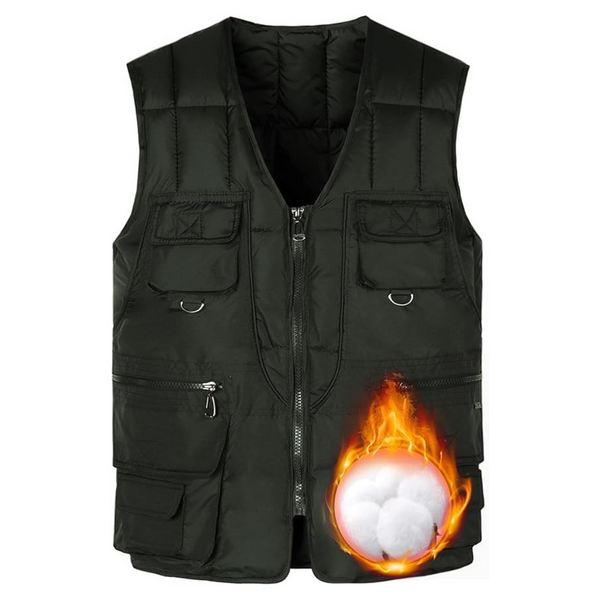 Men's Quilted V Neck Zip Up Lightweight Puffer Vest Jacket