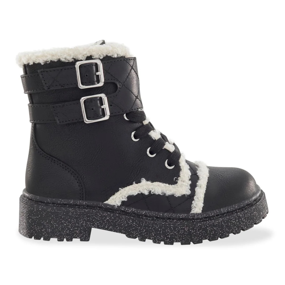 Portland Company Little & Big Girl Blaze Faux Fur Trim Combat Boot