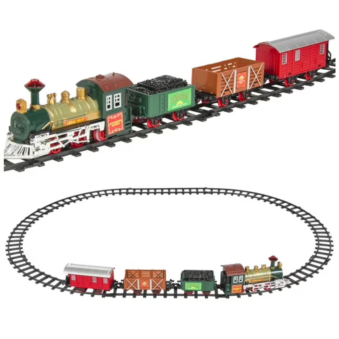 BCP Kids Classic Electric Railway Train Car Track Play Set W/Music & Lights