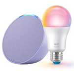 Amazon Echo Pop With WiZ 60W A19 LED Smart Color Bulb (4 Color Options)