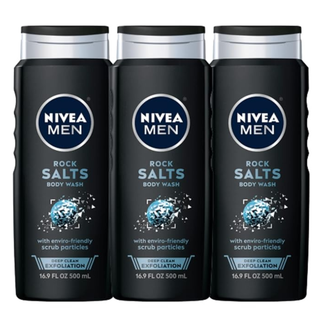 3-Pack Nivea Men Exfoliating Deep Clean Deep Rock Salts Body Wash