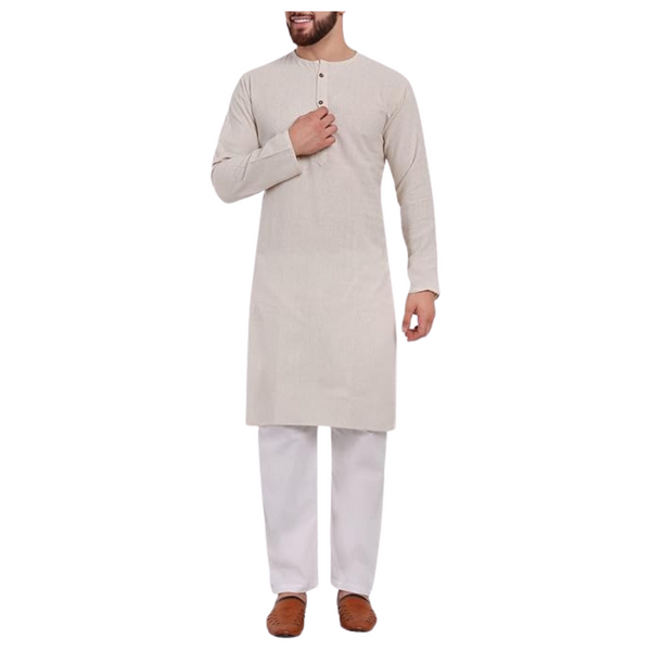 Men's Cotton Henley Casual Long Sleeve Indian Kurta Pajama