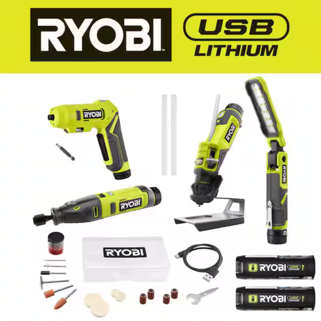 RYOBI USB Lithium Project Kit with Rotary Tool Bundle