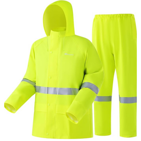 Men's Waterproof Reflective High Visibility Rain Suit (Yellow)