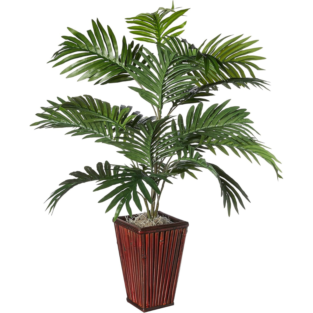 Nearly Natural Areca Palm with Bamboo Vase Silk Plant