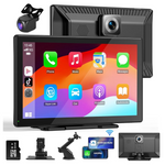 Hompow Adjustable Wireless Apple Carplay Touchscreen with 4K Dash Cam