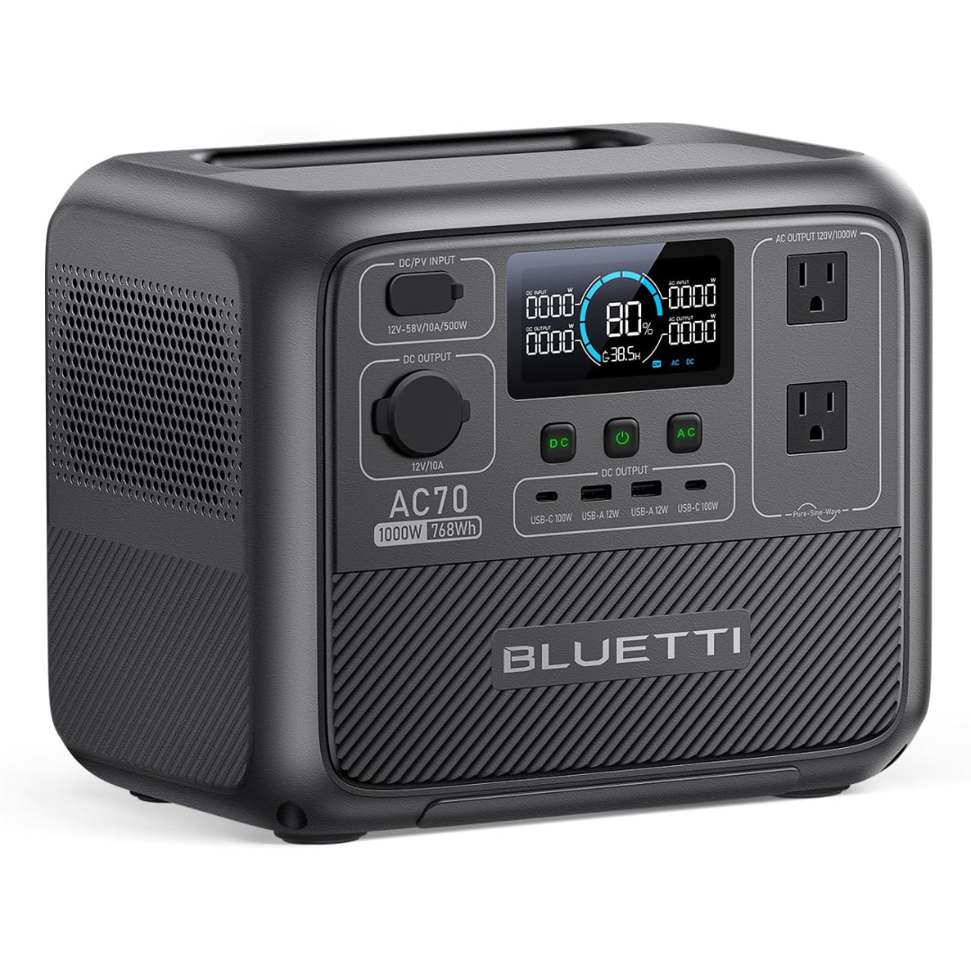 Bluetti 768Wh LiFePO4 Battery Backup AC70 Portable Power Station