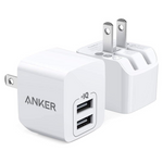 2-Pack Anker Dual Port 12W Foldable Wall Charger Adapter Plug