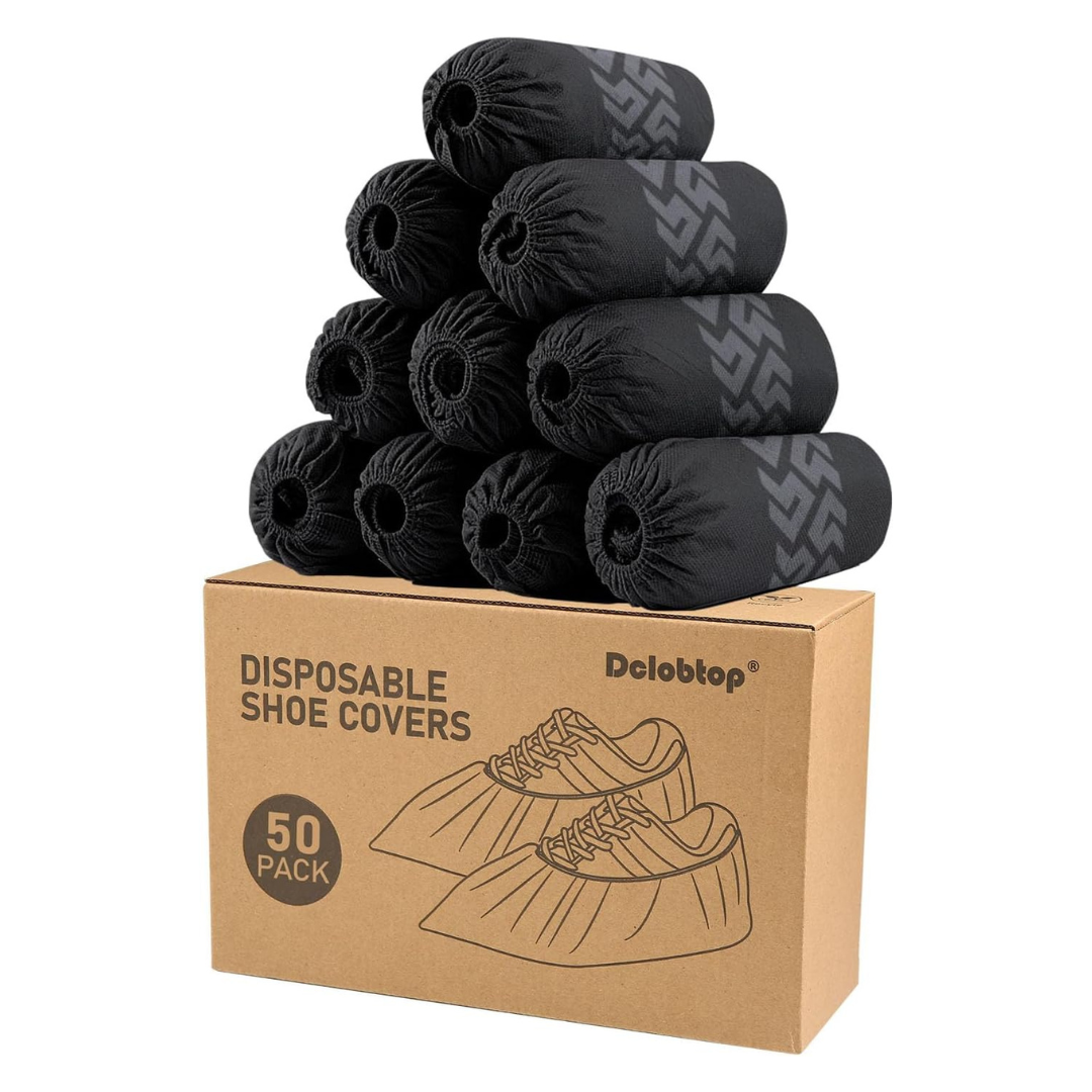 50-Piece Black Recycable Disposable Shoe Covers