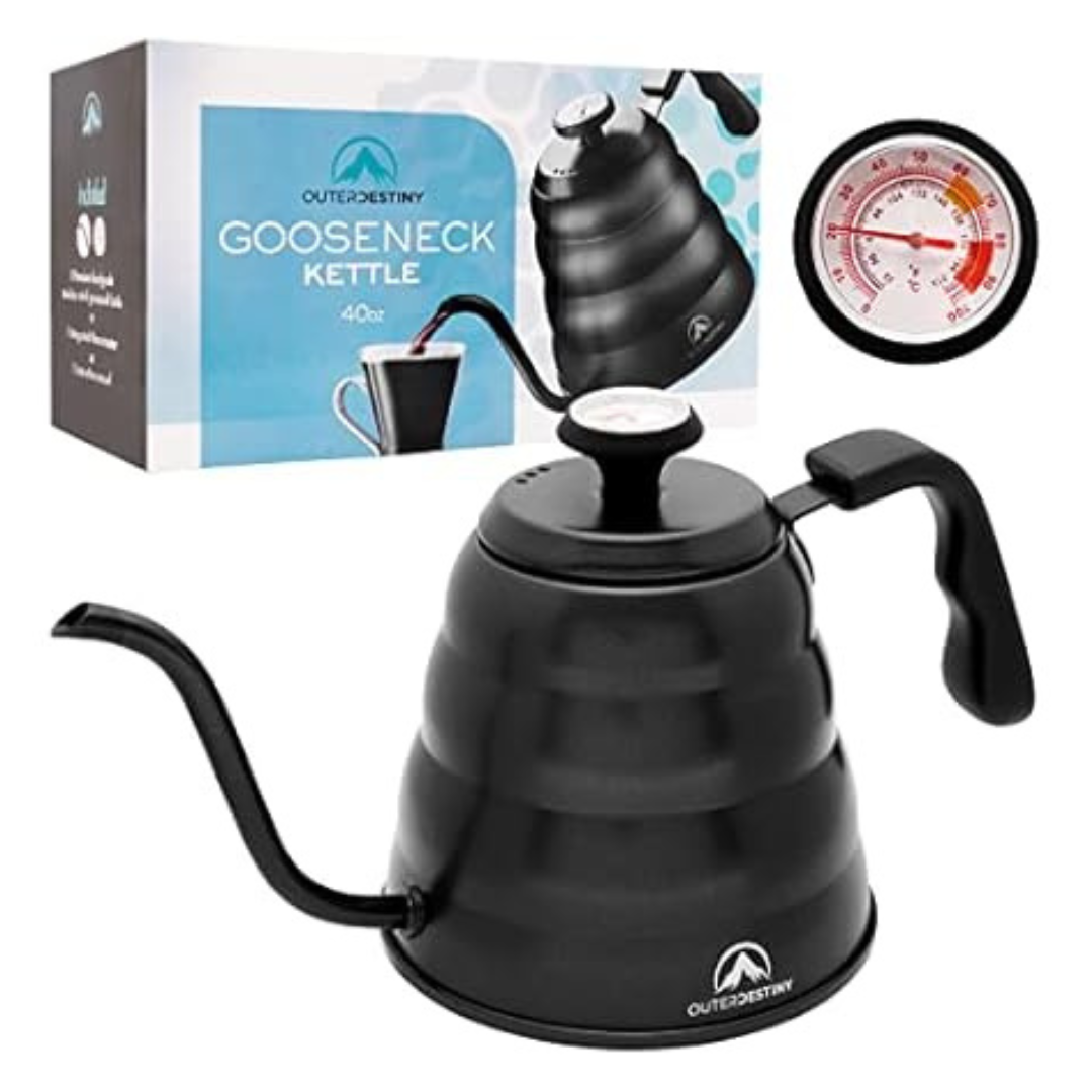 2-Pack 40-Oz Outerdestiny Stovetop Gooseneck Kettles W/ Temperature Gauge