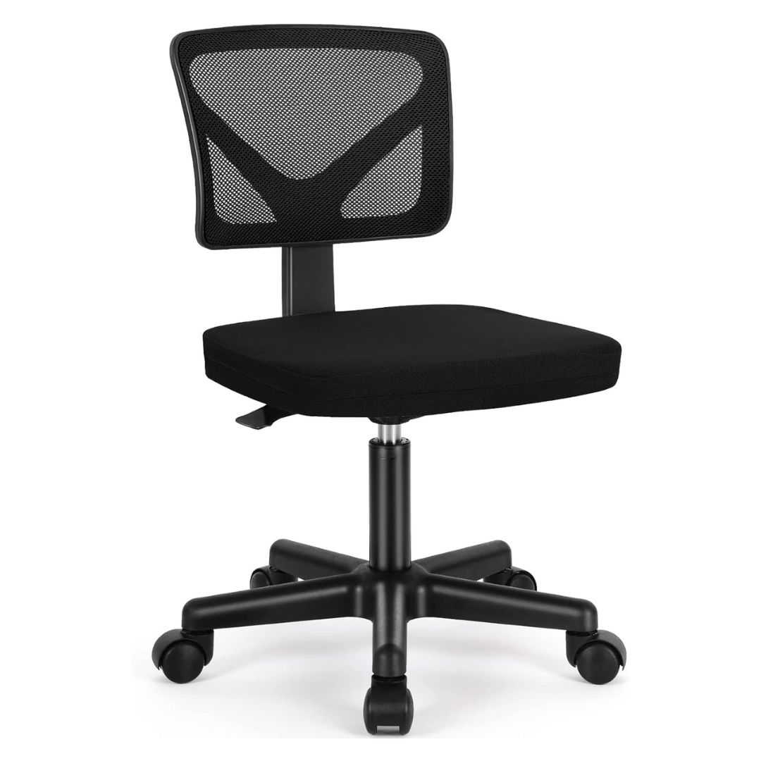 Ergonomic Adjustable Armless Office Desk Chair With Lumbar Support