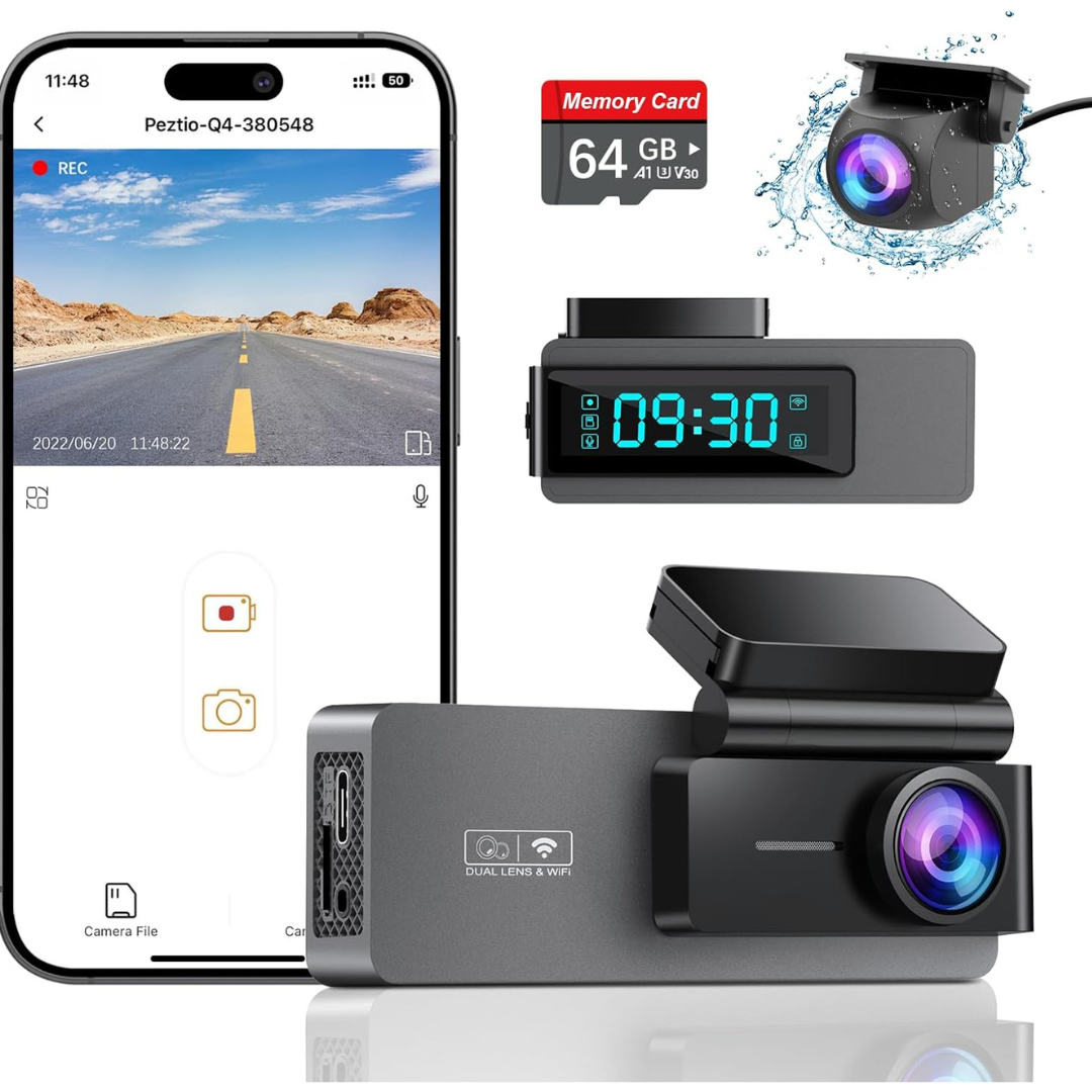 4K Single Front Dashcam + 2K & 1080P Front & Rear Dual Dashcams + 64GB SD Card