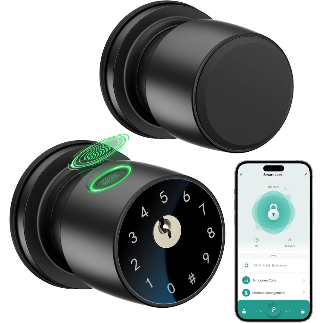 IRONZON Fingerprint Lock Door Knob with App Control