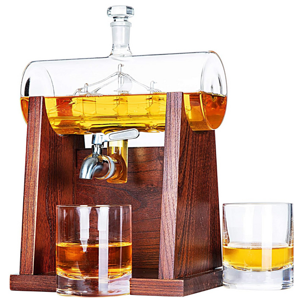 Jillmo Men's Whiskey 1250ml Decanter Set with 2 Glasses