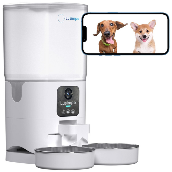 Lusimpo Automatic Dual Pet Feeder with 1080p HD Camera