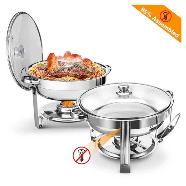 2-Pack Warmounts Chafing Dishes With Glass Lid & Lid Holder