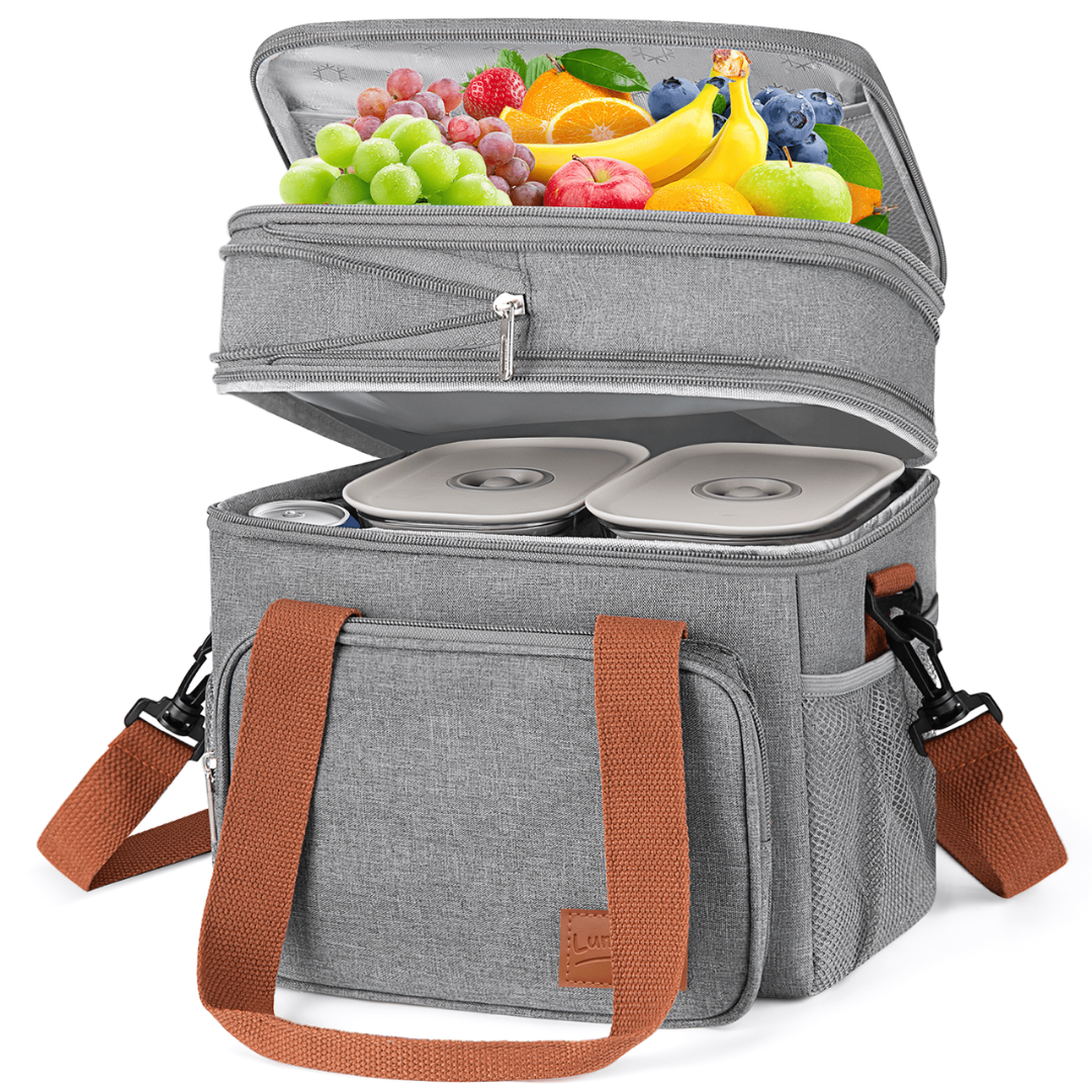 GPED 17L Insulated Expandable Double Deck Lunch Tote Bag (5 Colors)