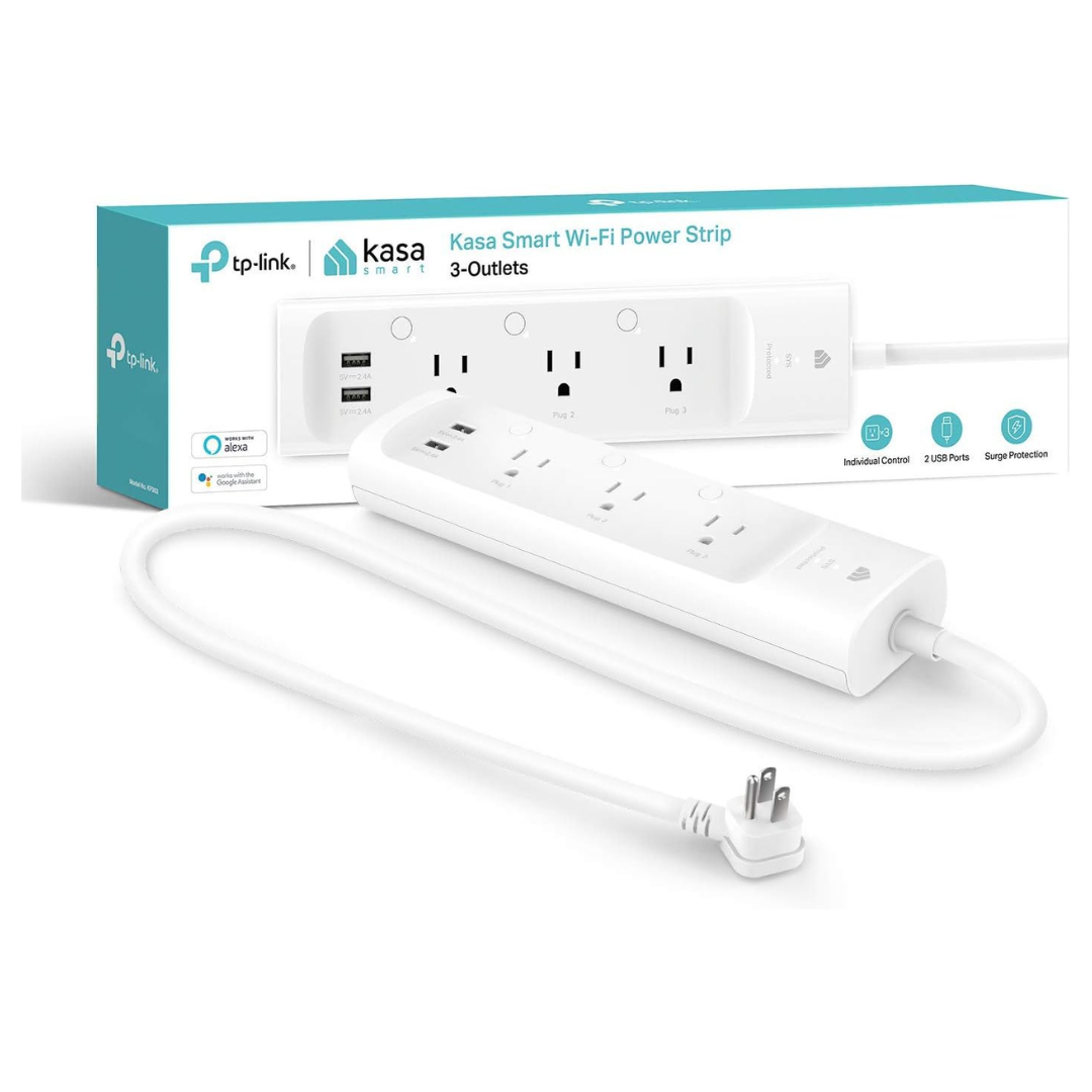 TP-Link Kasa 3-Outlet Smart Power Strip Surge Protector W/ 2 USB Ports