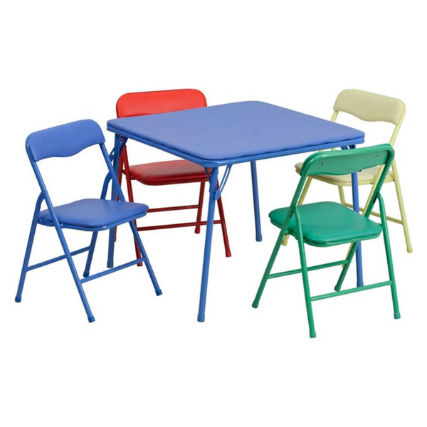 5-Piece Flash Furniture Kids Colorful Folding Table & Chair Set