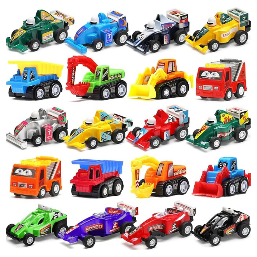 20-Piece Assorted Mini Truck Pull Back Car Toy Set