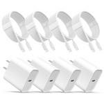 4-Pack USB-C Fast Wall Charger Adapter W/ 4-Pack 6-Ft USB-C Cable