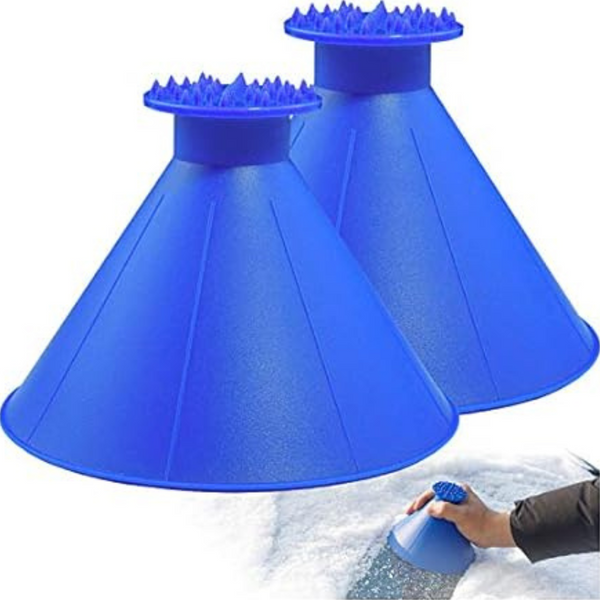 2-Pack Magical Cone Ice Scrapers for Car Windshield with Funnel